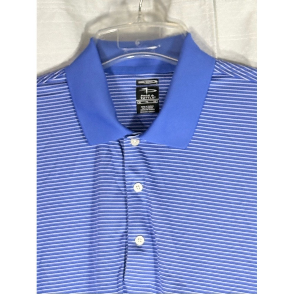 Page & Tuttle the Red and Blue golf club Men's Blue Striped Polo Shirt size XL‎